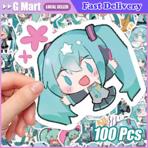 100PCS Kawaii Hatsune Miku Stickers Cute Cartoon Decals Journaling Stationery Phone Case Laptop Waterproof Sticker Pack Toys