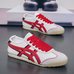 Giày Thường Ngày Chất Liệu Da Màu Đỏ Cao Cấp Cho Nam Và Nữ Giày Thể Thao Mùa Thu Chống Thấm Nước Giày Đế Bằng Đế Cao Su