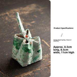 Retro Chinese Style Tea Set Storage Bag Travel Bag for Gongfu Tea Ceremony Embroidered Tea Cup And Pot Bag by Qingshan Hutong