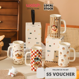 Cute Ceramics Mug Cartoon Mug Coffee Cup Kids Breakfast Cereal Cup Happy Puppy Tall Ceramic Mug