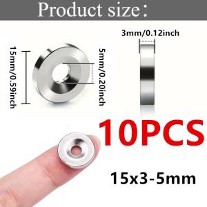 10/20/30/50Pcs 15x3mm Hole Countersunk Round Disc Fridge Magnets Strong Magnetic Push Pin for DIY Whiteboard Crafts Home Storage