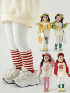 Quần Leggings Ôm Sọc Đốm Màu Mềm Mại và Dễ Thương