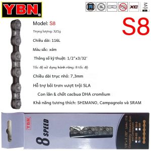 YBN 11 Tốc Độ Rỗng Dây Xích Xe Đạp MTB Đường Núi Tương Thích Bạc S11S Với Thiếu Liên Kết Cho Shimano M7000 XT 116 Liên Kết
