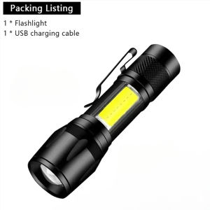 Đèn Pin Chiến Thuật LED Độ Sáng Cao 1000LM Có Thể Sạc Lại Bằng USB Với Đèn Hiển Thị Có Thể Phóng To Cho Cắm Trại Ngoài Trời Câu Cá Tự Vệ