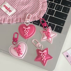 C.three Hollow-out Lace-up Star Key Chain Girl Pendant Sweet Style Best Friend Cute