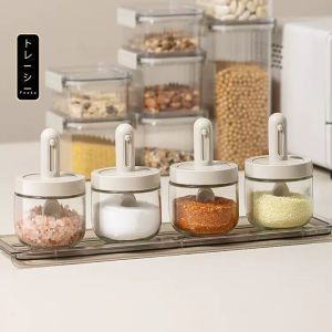 Lọ gia vị thủy tinh có thìa FEEKA chống ẩm hũ đựng gia vị thủy tinh thông minh 300ml