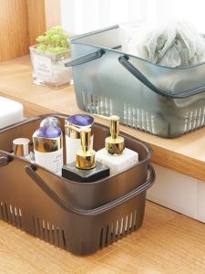 Portable Plastic Bath Basket Bathroom Wash Basket Storage Caddy for Shower Toiletries Organizer Handheld Bath Housekeeping