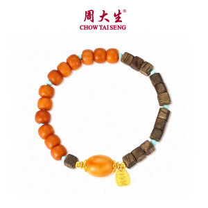 CTS S925 Silver Ancient Chinese Style Amber Agarwood Beaded Bracelet for Women CHOW TAI SENG 周大生 S0W900292CH