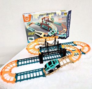 Mainan DIY URBAN RAIL berisi lintasan mobil balap jembatan cocok sebagai kado ulang tahun