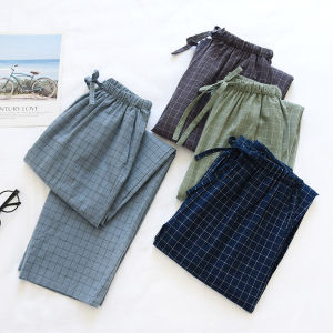 Couple Purified Cotton Pajama Pants Men Pants Spring & Fall Loose Plus Size Gingham Womens Home Cotton Casual Pants Can Be Outwear