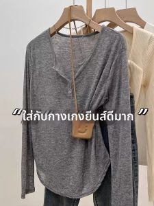 DVDK | Floral Gray Loose Lazy Style Air Conditioning Shirt For Summer Sun Protection Buttoned Half-open Collar T-shirt