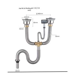 Bộ xi phông thoát chậu rửa bát  chất liệu inox 304