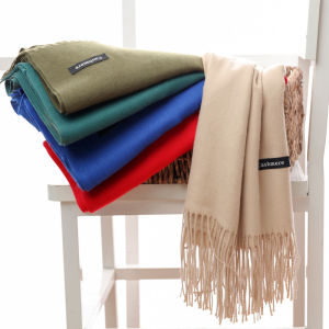 Autumn Winter Warm Tassels Solid Shawl Scarf 60*21inch/200g Women Cashmere Blend Wool 200*70cm Blanket Scarf WJ2002
