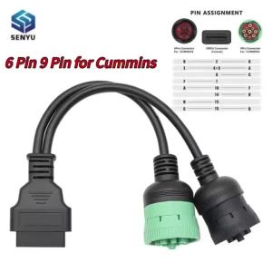 Công Cụ Chẩn Đoán Xe Tải OBD2 Với Cáp 6 Chân 9 Chân Đầu Nối SAE J1708 CAN J1939 Chuyển Đổi OBD Sang OBD2 16 Chân Dành Cho Xe Tải Cummins Deutsch