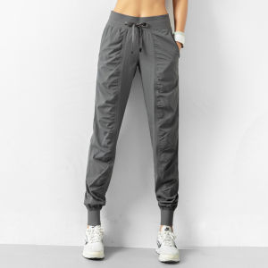 Womens Ruched Quick Dry Sports Pants with Pockets High Waist Loose Tapered Joggers for Running Yoga Gym Workout Fitness