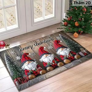 VIKAMA 1 Ba Ông Già Noel Thảm Chùi Chân Lễ Hội Polyester Thảm Trải Sàn Phong Cách Hiện Đại Giáng Sinh Thảm Cho Phòng Khách Phòng Ngủ Ngoài Trời