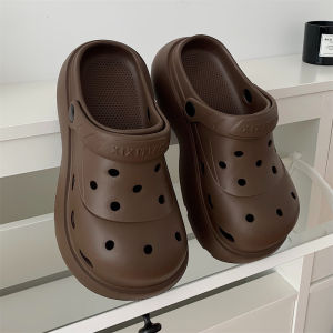 Womens Summer DIY Ice Cream Fork Hole Hole Thick Bottom Anti-slip Student Outdoor Wearable Slippers Casual Hollow out Sandals