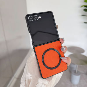 For Magsafe Magnetic Classics Leather Folding Flip Phone Case For Samsung Galaxy Z Flip 7 FE 6 5 4 Shockproof Bumper Back Cover