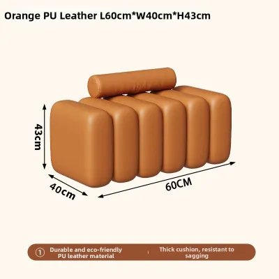 Elegant Long Sofa Bench for Entrance Shoes Changing Home Use Clothing Store Try Room Luxury Feel Wood Subject PU Leather