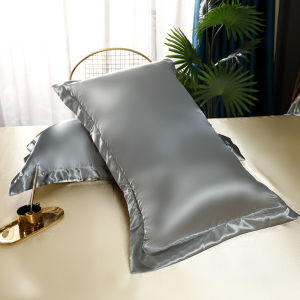 Toppillow Silk Pillow Case 18x28inch 2pcs Envelope Design For Bedding Silky Luxury Plain Color Bolster Case Long Pillowcase