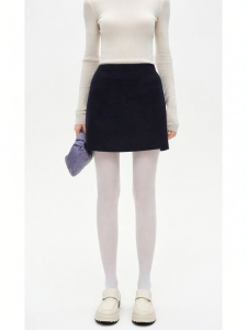 Warm Camel Wool Blend A-Line Skirt