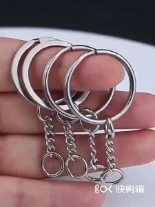 100Pcs Silver Plated Metal Blank Keyring Keychain Split Ring Keyfob Key Holder Rings Polished Split Ring Keyrings Stainless Steel DIY Key Chains Key Ring Accessories