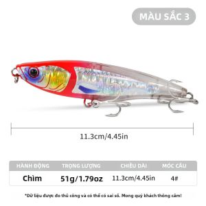 BILLINGS 1PC 11cm/51g Chìm Bút Chì Dụ Cho Câu Cá Nước Mặn Dài-Đúc Spinner Kim Loại Jig Thực Tế Nhân Tạo Mồi Cứng Dụ