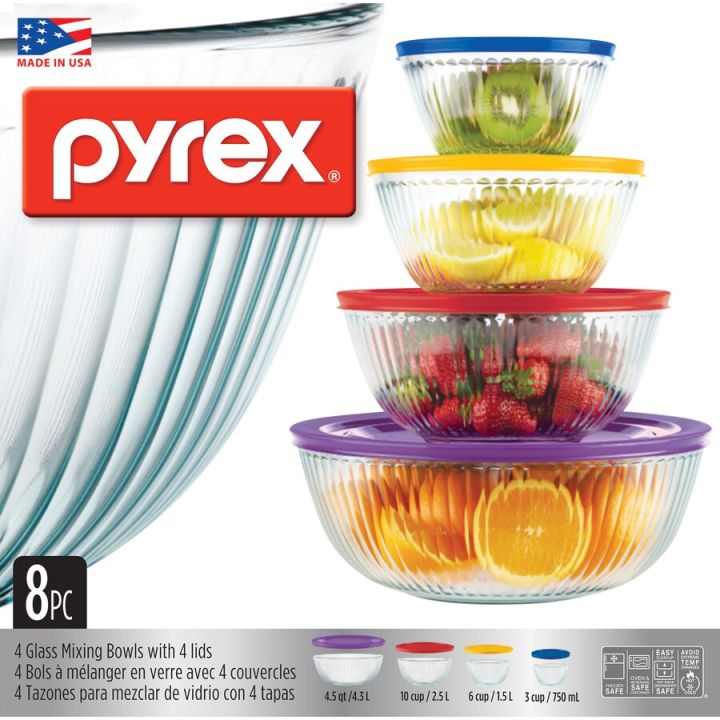 Pyrex Mixing Bowl Set Glass Cookware Set Durable Mixing Bowls