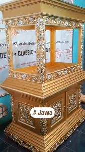Meja Aquarium Rak 2Tingkat Serbaguna 100cm Minimalis Kayu Jati Jepara Ruang Tamu