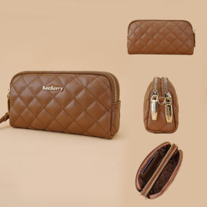 Baellerry | Baellerry Long Wallet for Women Soft Leather Card Holder Handbag Large Capacity Double Zipper Coin Purse Mobile Phone Pocket