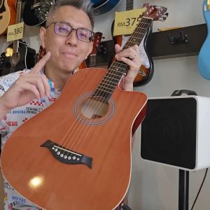 TECHNO (T-6600) 38 Inch Mahogany/ Zebra/ Ash Top Guitar Acoustic With Passive Pickup + FREE Bag - Gitar Akustik Pickup Gitar Budak Kecil Murah 吉他 配件
