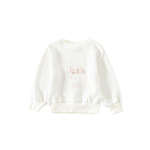 Royal Princess Rabbit Print Sweatshirt Girls Spring Autumn Cute Checkered Outerwear Top Polyester Fiber Kids Fashion