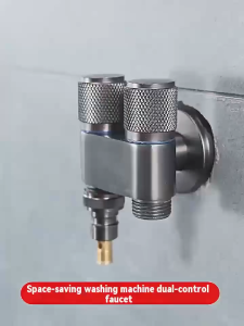 👍【ApeaxFortis】1 Inlet 2 Outlet Gray Stainless Steel Angle Valve Knurled Lychee Wheel 4-Point Double Thread Connector for Home Water Distribution & Pipeline Renovation