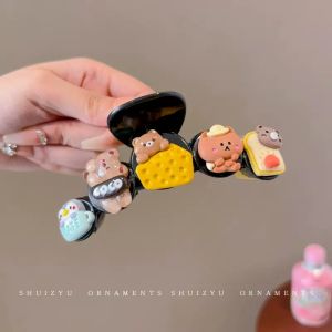 Cartoon Biscuit Grip Womens Large Shark Clip Summer Daily Hair Volume Updo Hairpin Back Head Cute Hairpin Headdress