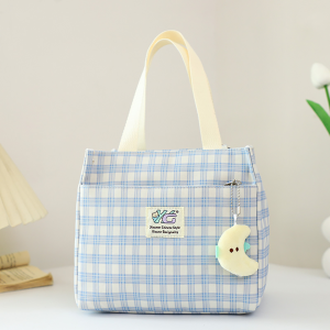 New Canvas Tote Bag Simple Large Capacity Commuting Lunch Box Bento Bag Mommy Miscellaneous Handbag Sweet College Style