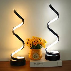 LED Desk Reading Light 3 Colors Dimmable Desk Lamp Creative Spiral Night Lightfor Living Room Office Bedroom Bedside Decor