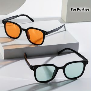 2 Piece Set of Fashionable Square Mens Glasses Multi-color Combination Dressing Glasses Suitable for Party and Holiday Dressing