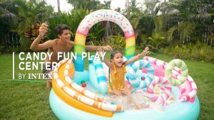 Intex สาวนน้ำ สไลเดอร์  Intex แคนดี้ ฟัน เพลย์ เซ็นเตอร์สระเป่าลมสวนสนุก มีอุโมงค์น้ำพุ 170 cm x 168 cm x 122 cm (57144NP)