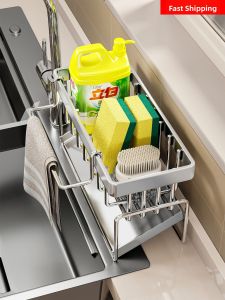 evesigar | Narrow Edge Sink Drain Rack For Sponge and Cloth Storage
