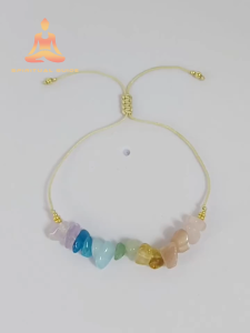 7 Chakras Natural Stone Citrine Amethyst String Bracelet Original Irregular Pink Quartz Rope Bracelet