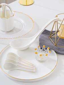 Thìa Sứ Xương Dài 4 Chiếc Thìa Cơm Hình Con Khỉ Gấu Bông Bằng Gốm Sứ Dùng Trong Gia Đình Thìa Súp Sáng Tạo Thìa Cơm Súp Lớn