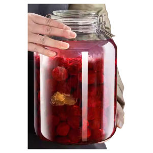 Sealed Glass Jar for Soaking Plum Wine 20 Pounds Capacity Fruit Wine Storage Container round Shape Kitchen Storage for Home Use