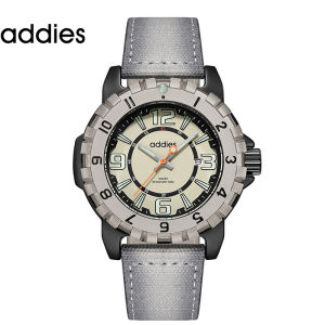 ADDIES Mens Sports Watch 43.5mm Large Dial Canvas Strap 50m Water Resistance Stylish Design Super-Luminous Quartz Wristwatch