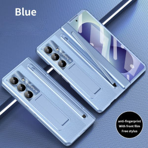 CHUBAN | Electroplated Frame Leather Stand Case With Hinge Protection For Samsung Galaxy Z Fold 8 Ultra 7 6 5 4 Full Cover Anti-scratch