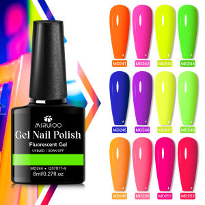 MSRUIOO 8ml Fluorescent Nail Gel Polish Neon Colorful Nail Supplies Venris for Spring Summer Nails Long Lasting Soak Off UV Gel