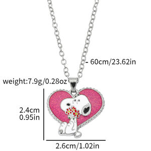 Bandai | New Heart Snoopy Pendant Necklace with Diamonds Light Luxury High End Sweater Chain y2k Jewelry Accessories