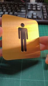 6x9 ซม. ป้ายสแตนเลสผิวทอง กัดกรด ป้ายติดประตูห้องน้ำ