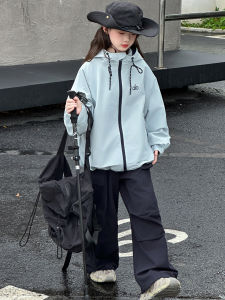 MPW | Girls Outdoor Windproof Jacket 2025 Autumn Fashionable Korean Style Zipper Closure Long Sleeve Hooded Poly Fiber Hiking Clothes