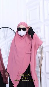 Hijab Syari Frensh Khimar Tali Kode AQILA Bahan Kringkel Premium By Ory AjeZas Collection