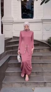 (ADA JUMBO) NEW Oneset Elliza Kurung Melayu Dress Terbaru Pesta Setelan Wanita Baju Kondangan Kekinian Full Payet Mutiara 2025